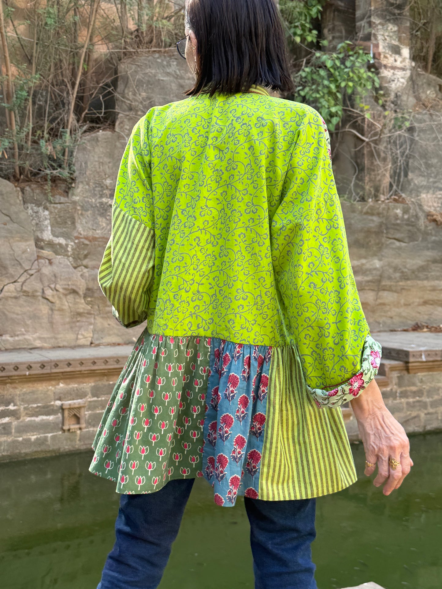 Shirt style chic in lime and pink