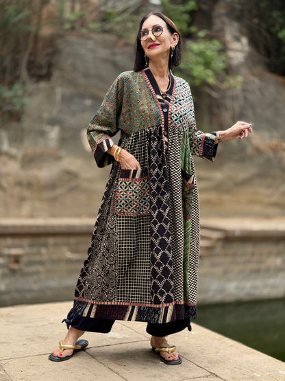 Cotton Kaftan Dress From Ajrakh Block Print