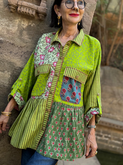 Shirt style chic in lime and pink