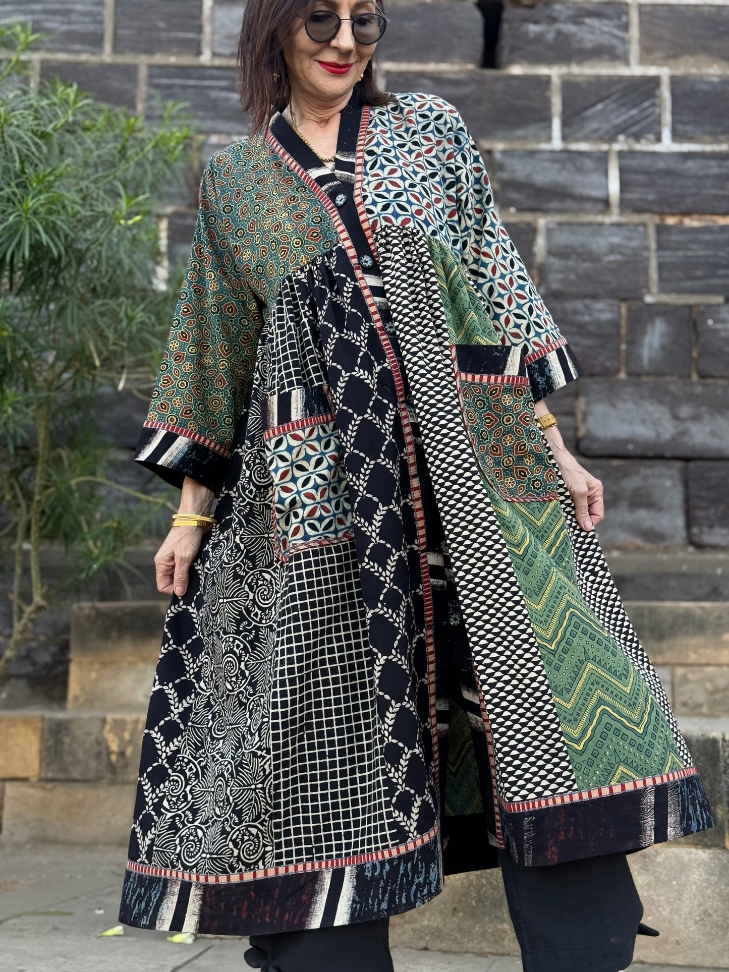 Cotton Kaftan Dress From Ajrakh Block Print