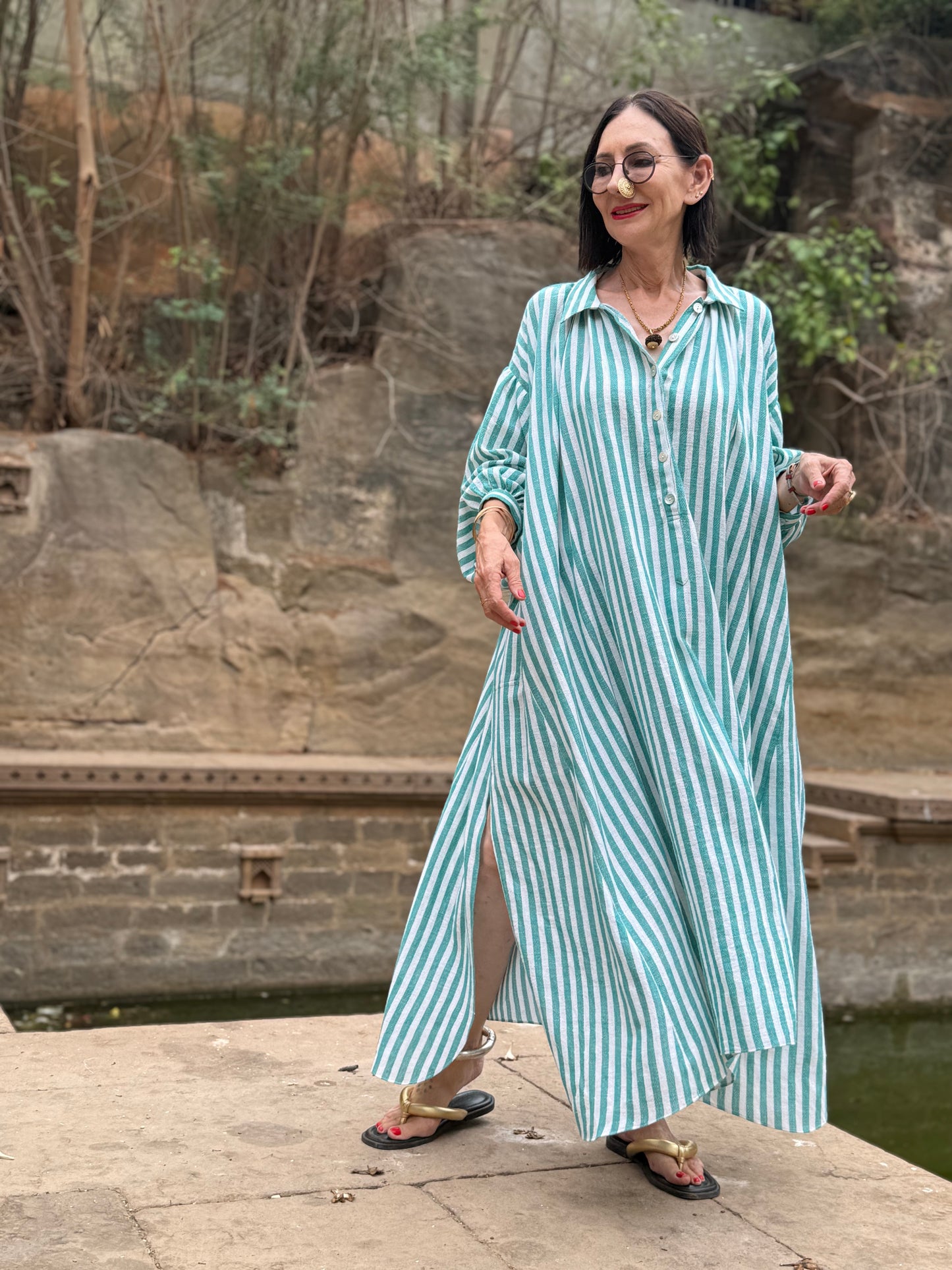 Striped Pure Cotton Shirtdress