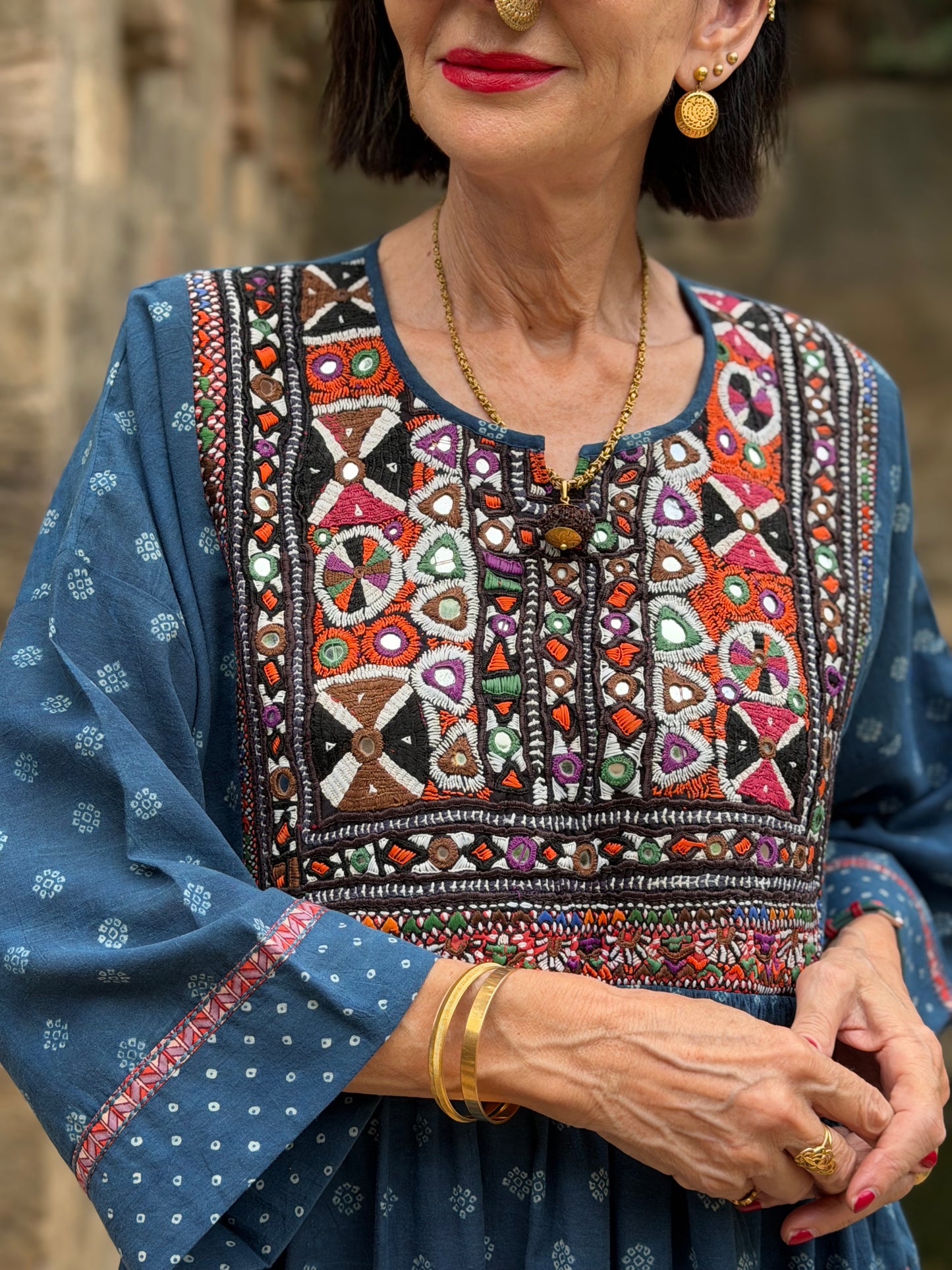 The Indigo Jat Dress: 1-of-1 Vintage Ajrakh Artwear