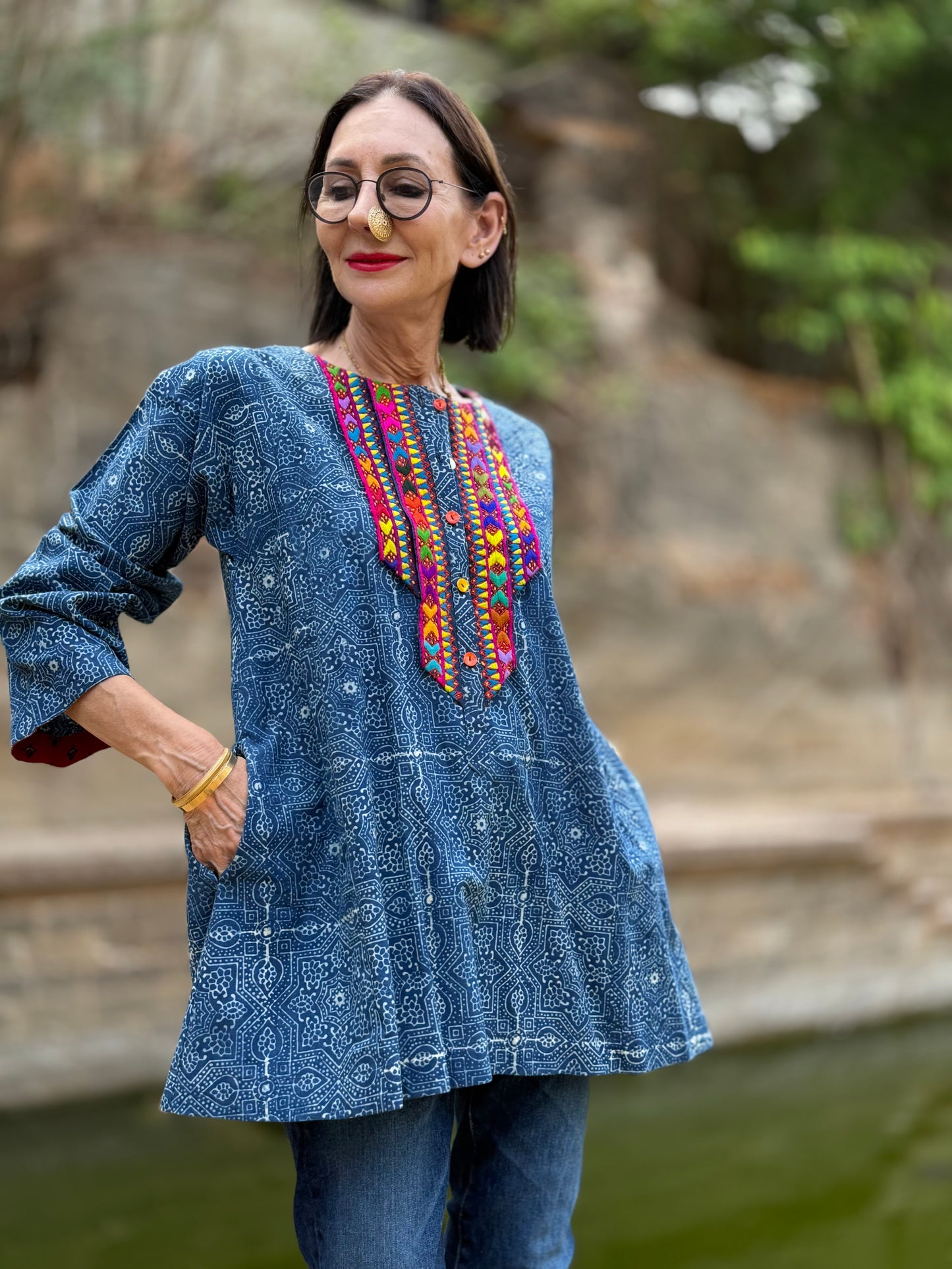 Handcrafted Cotton Tunic With Kutch Embroidery