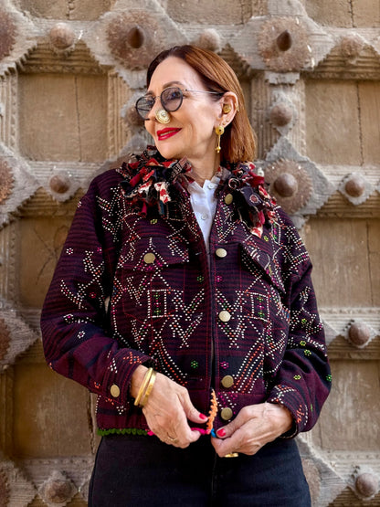 Tangaliya Hand Woven Bomber Jacket