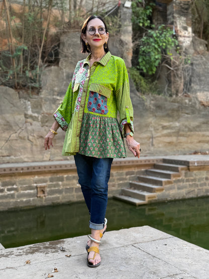 Shirt style chic in lime and pink