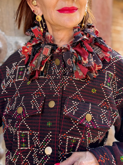 Tangaliya Hand Woven Bomber Jacket