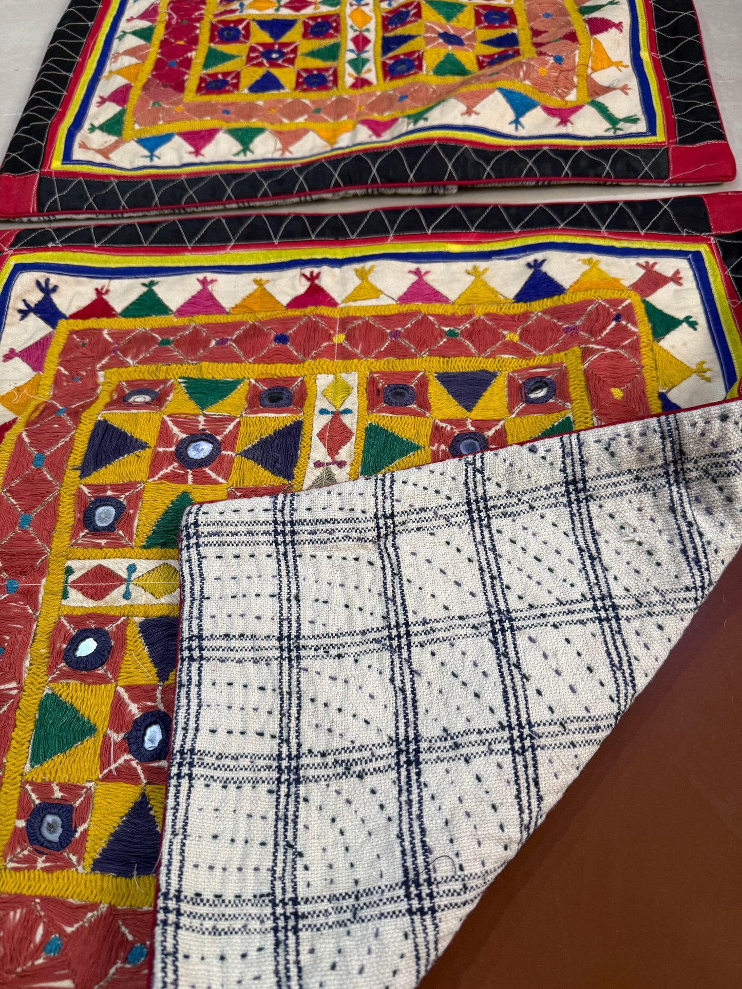 A Pair of Kutch Embroidery Cushion Covers