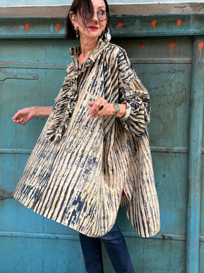 Inner Artist Voluminous Indigo Cotton Shirt