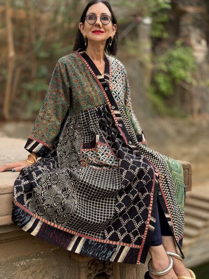 Cotton Kaftan Dress From Ajrakh Block Print