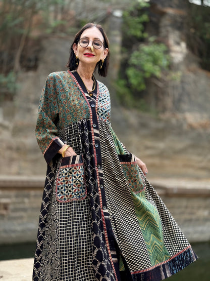 Cotton Kaftan Dress From Ajrakh Block Print