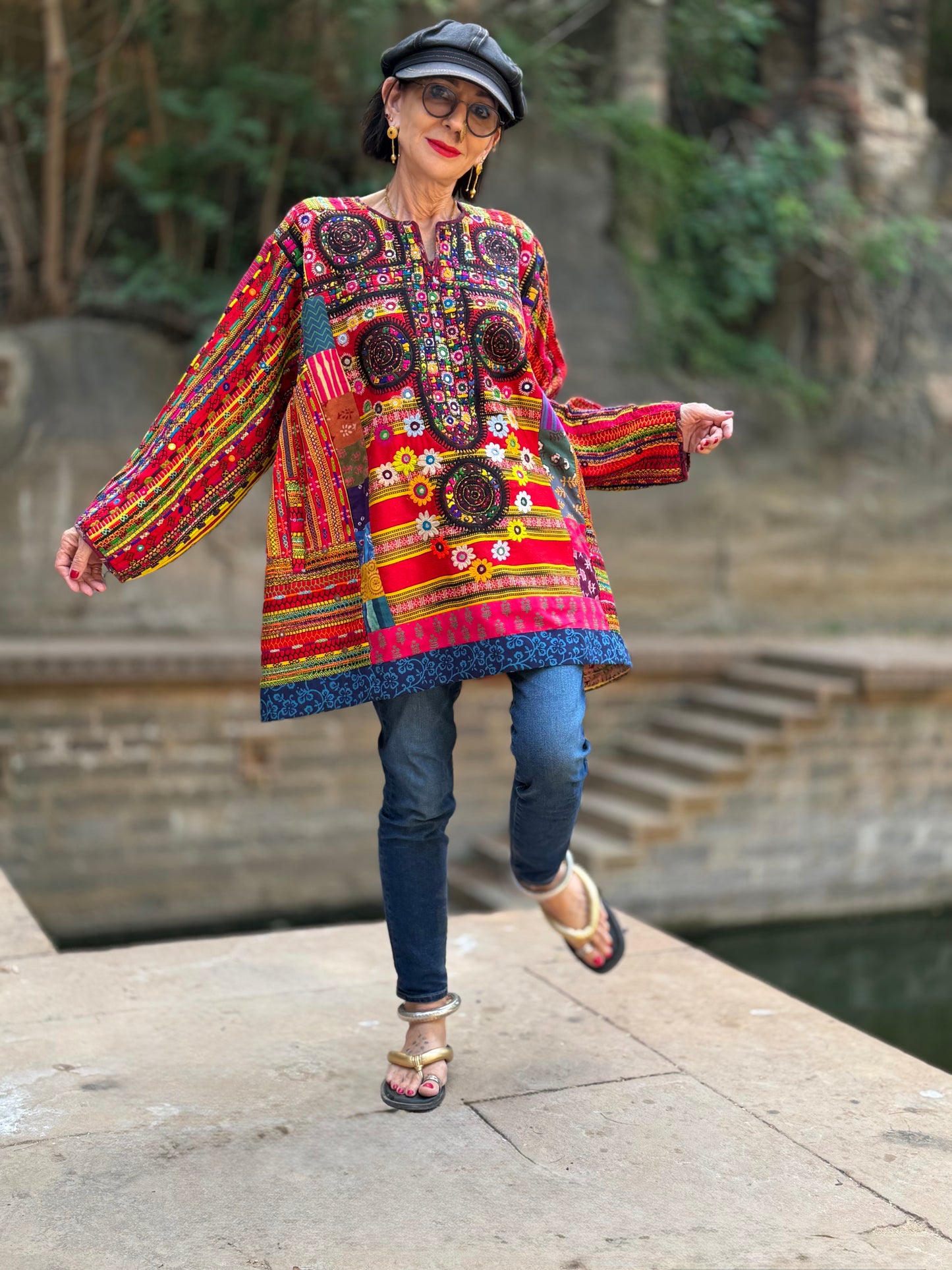 XXL Madame Hall Heritage Kutch Embroidery Artwear Tunic (1-of-1 Piece)