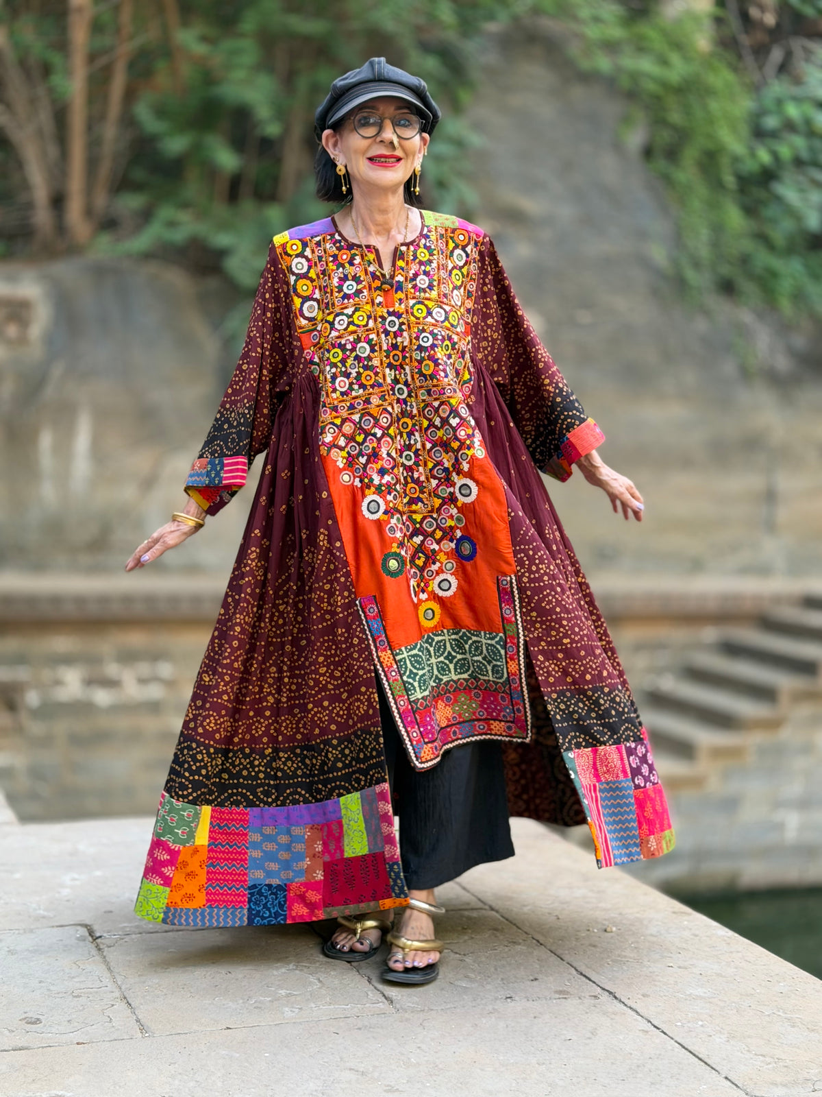 Madame Hall Vintage Kutch Embroidery & Bandhani Masterpiece Dress