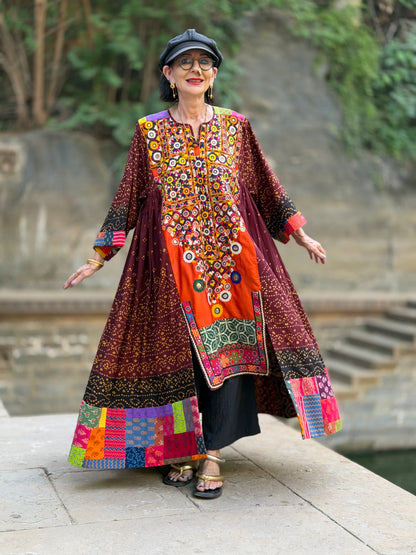 Madame Hall Vintage Kutch Embroidery & Bandhani Masterpiece Dress