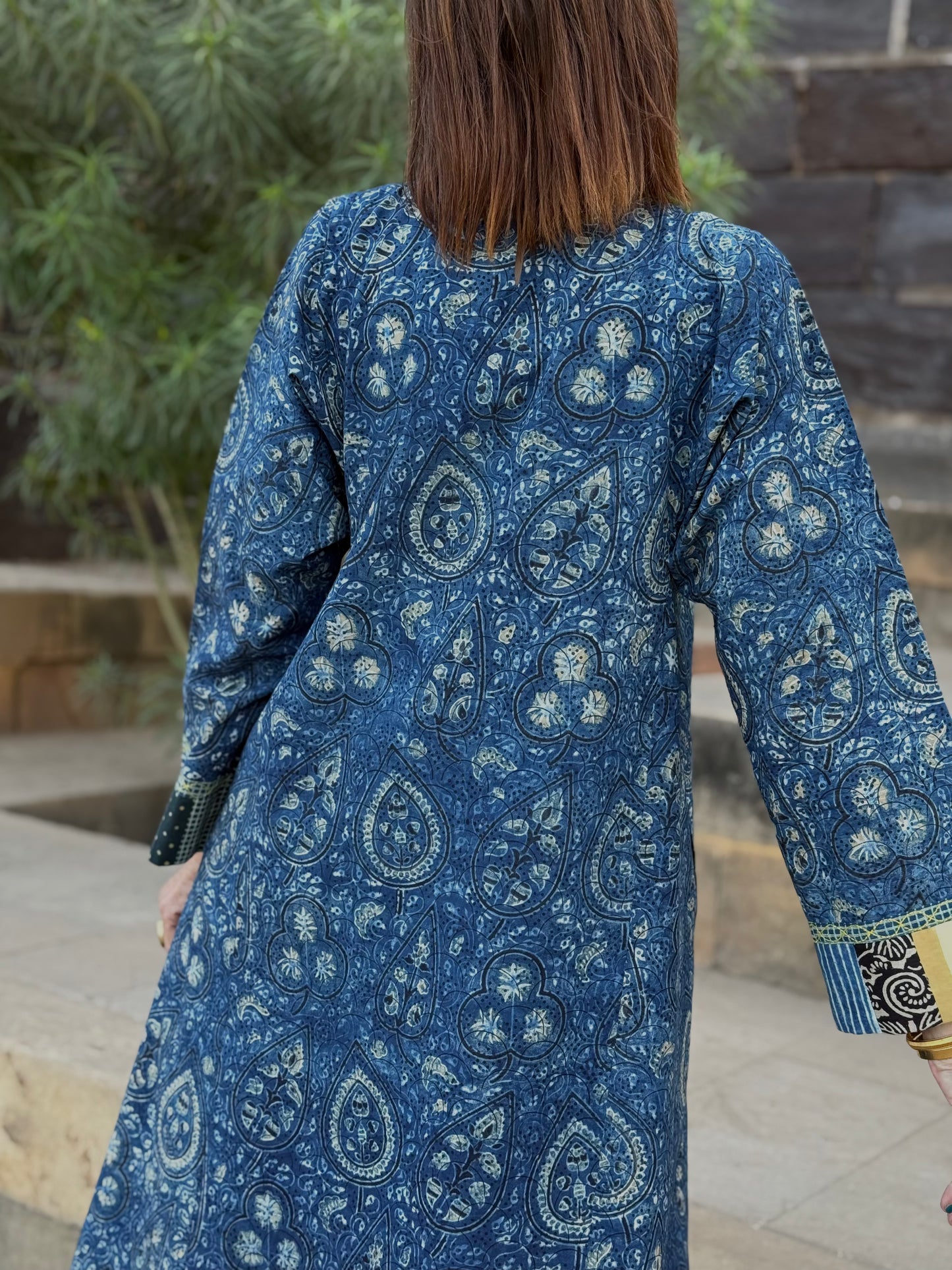 Indigo Patchwork Applique Dress