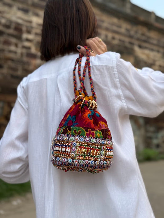 Boho Beadwork Potli Bag