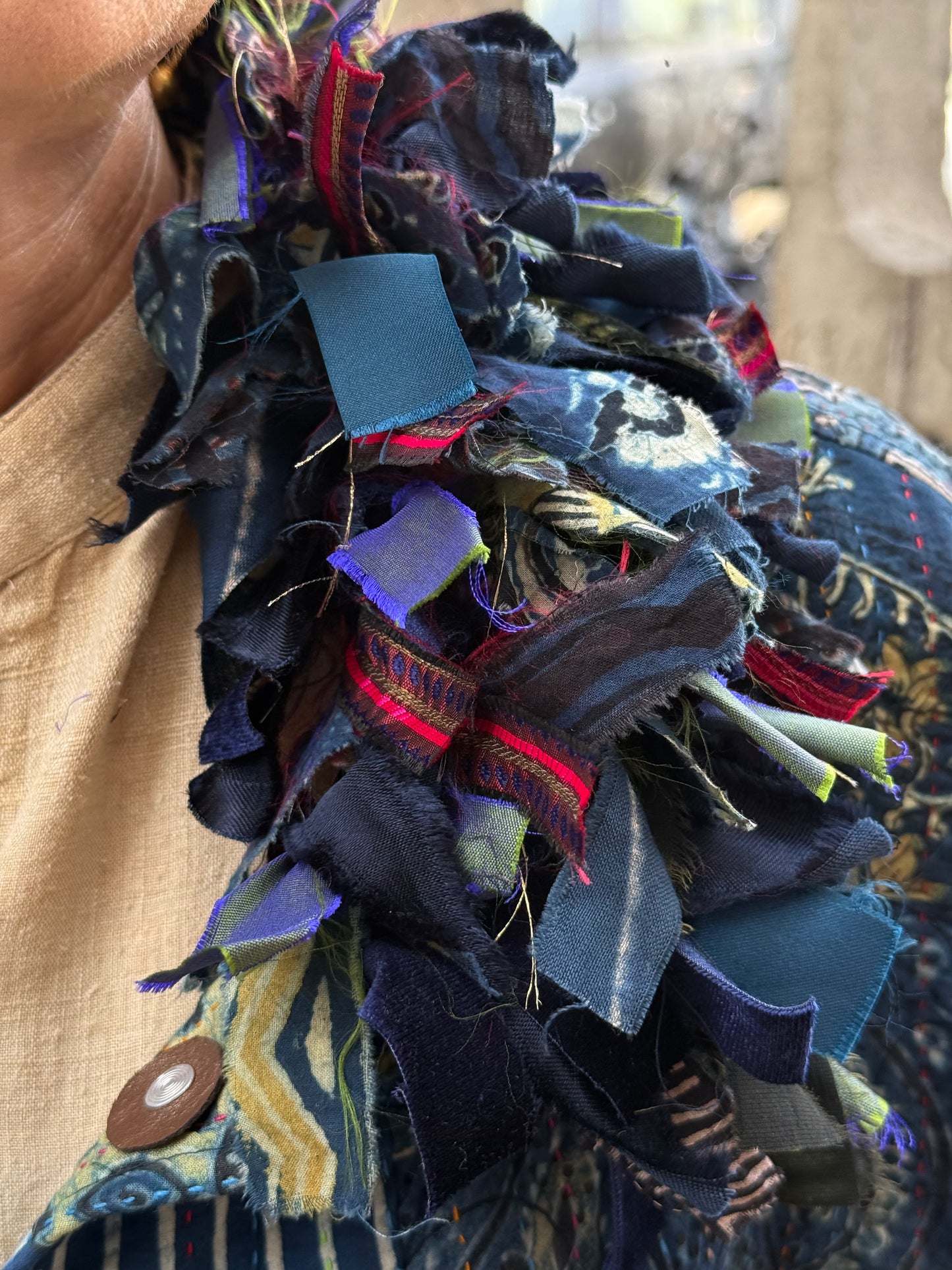 Handcrafted Ajrakh Patchwork Bomber Jacket  Luxe Art Wear Design